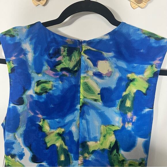 Taylor Blue And Green Ruched Mesh Maxi Dress Size Large - Picture 7 of 10